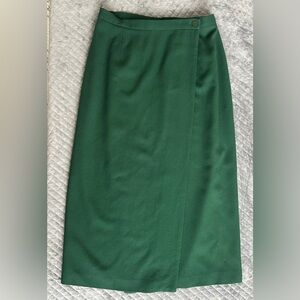 Chaus Green Wool Wrap Style Pencil Skirt Size 12